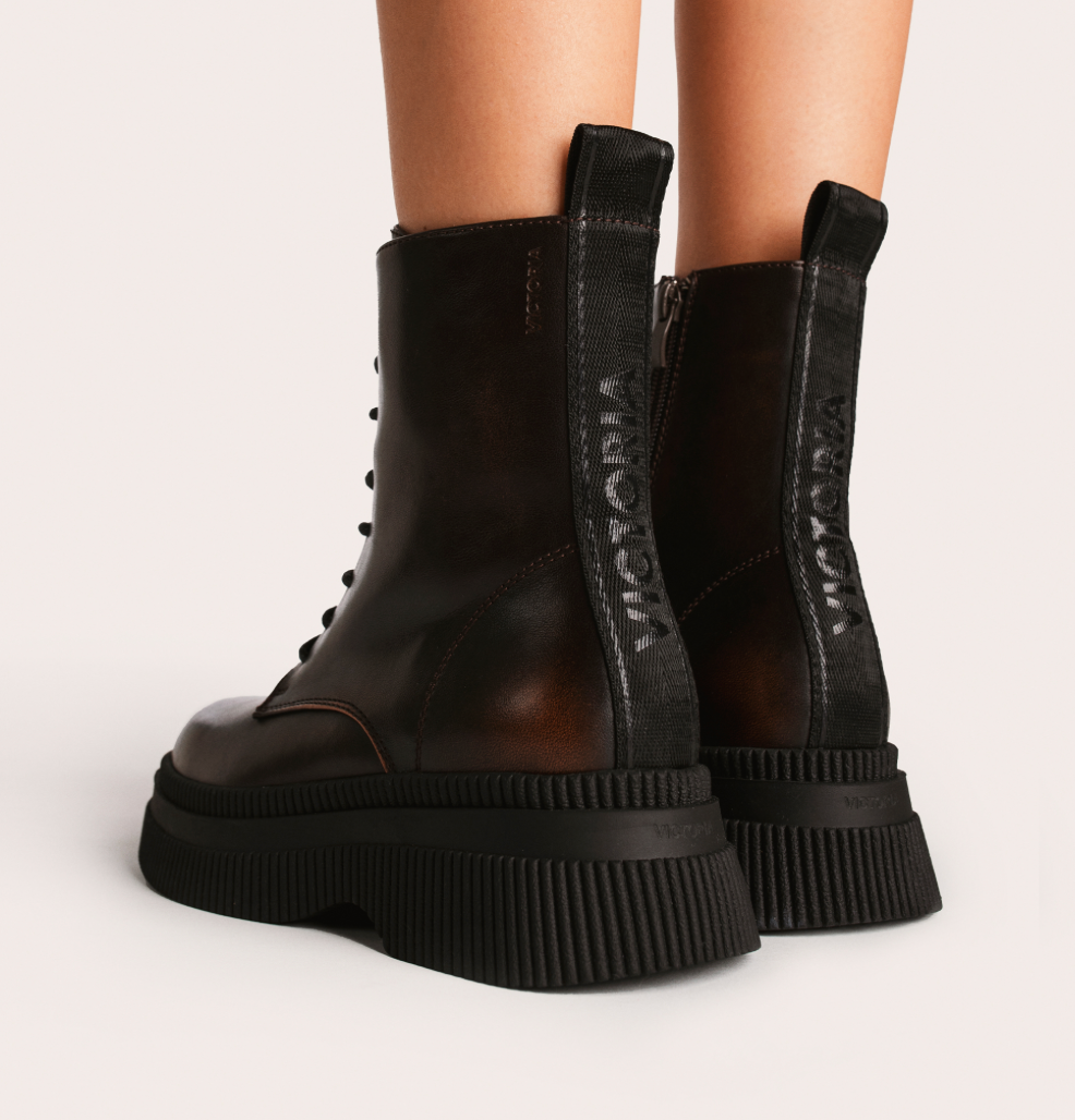 Victoria Shoes Bottes Femme DUBLIN EFFET CUIR LACETS