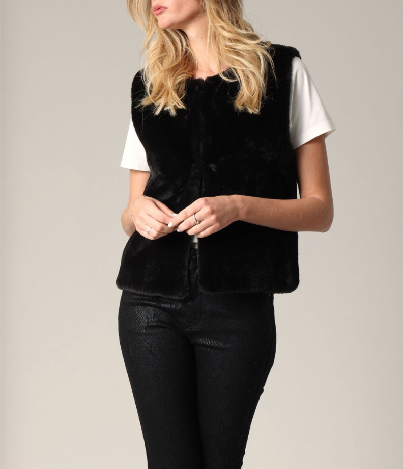 Deeluxe Veste Femmes sans manches fausse fourrure FUZZY