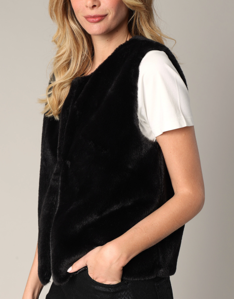 Deeluxe Veste Femmes sans manches fausse fourrure FUZZY