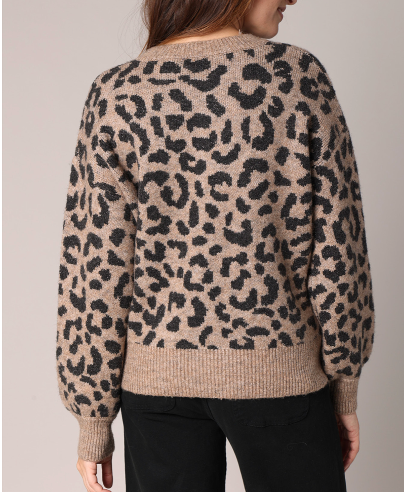 Deeluxe Pull Femme en maille imprimé léopard NAWA