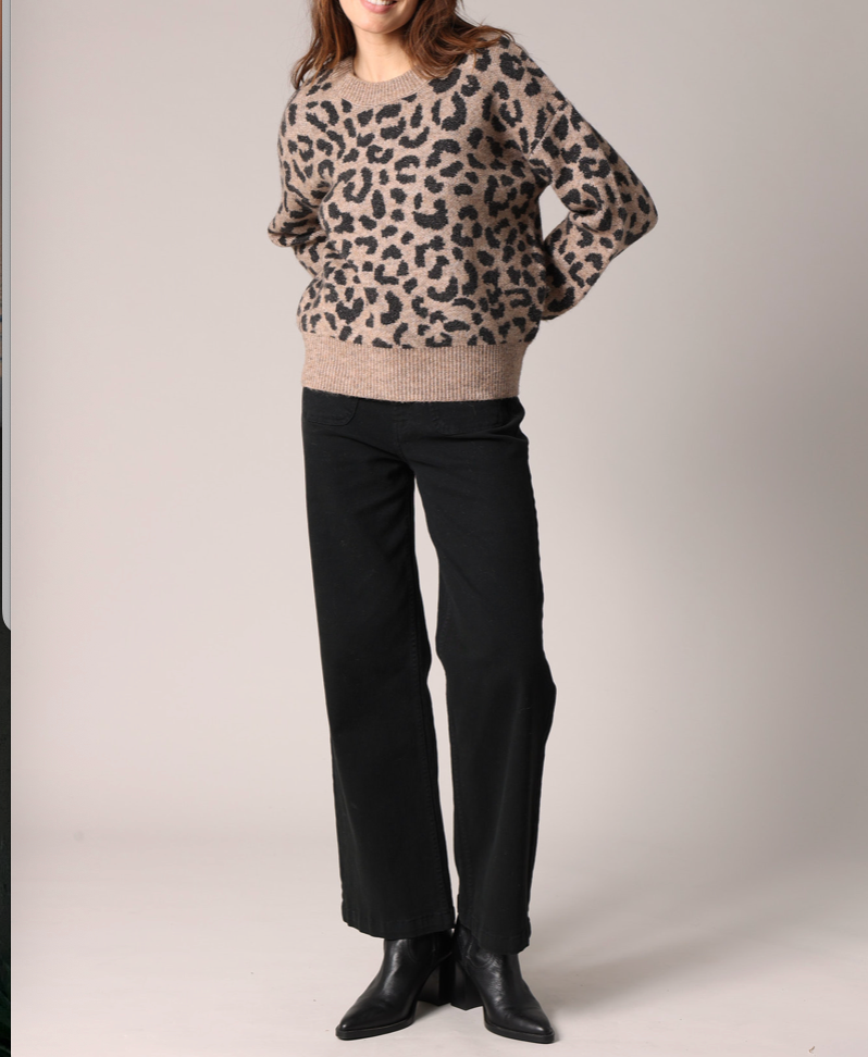 Deeluxe Pull Femme en maille imprimé léopard NAWA