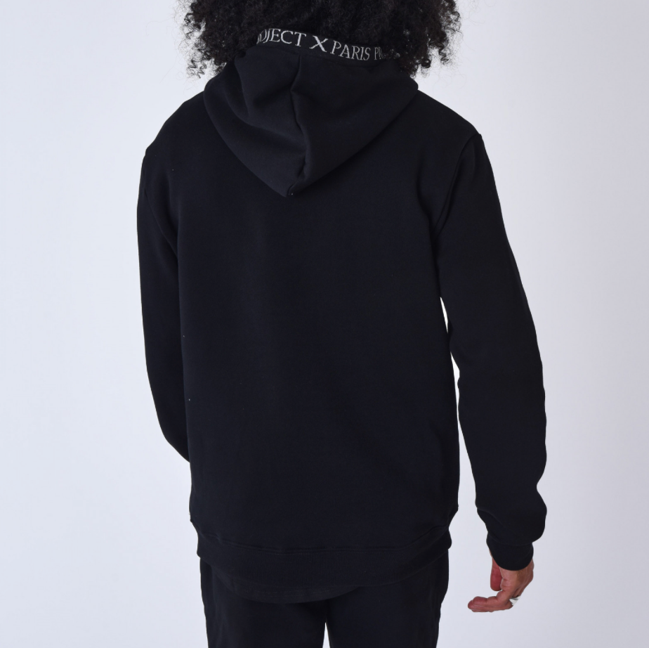 Project X Paris Sweat à capuche homme streetwear polaire broderie contour noir