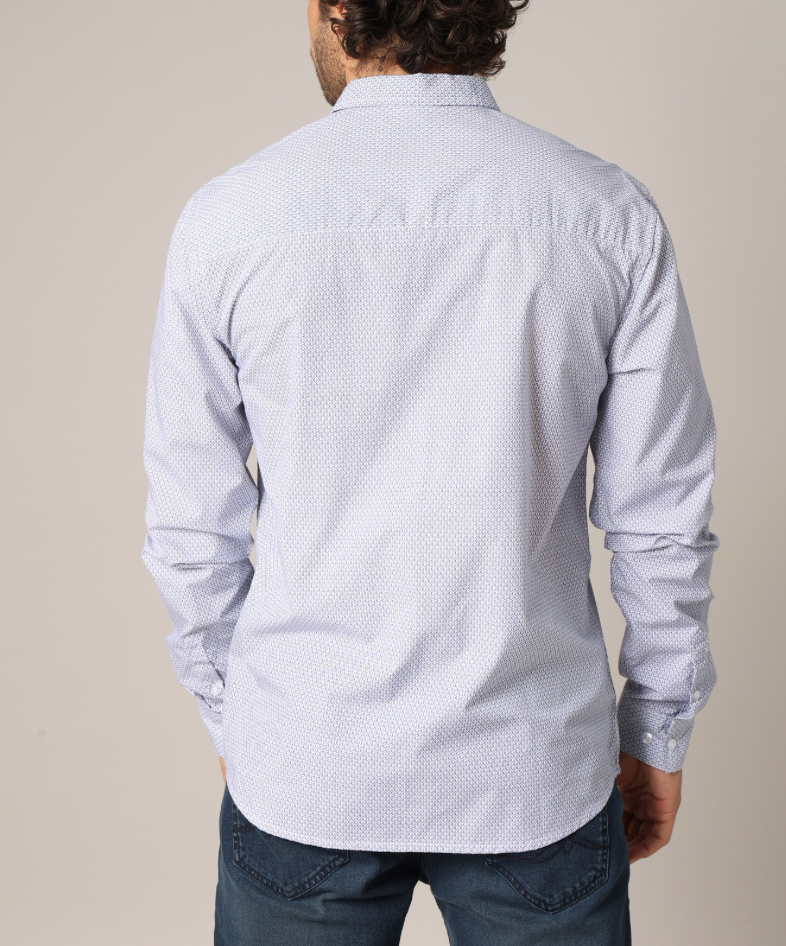 Chemise homme Deeluxe NATSU bleue à imprimé géométrique – vue 2