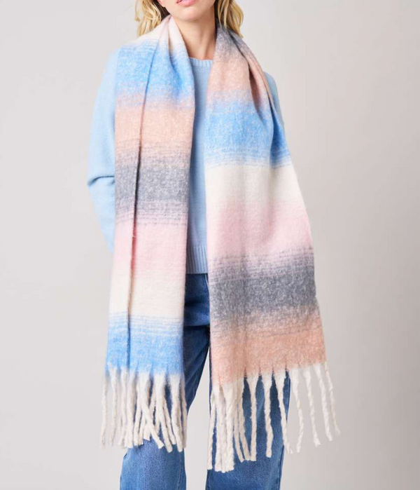 Deeluxe Écharpe Femme JOANE Rayée Multicolore à Franges
