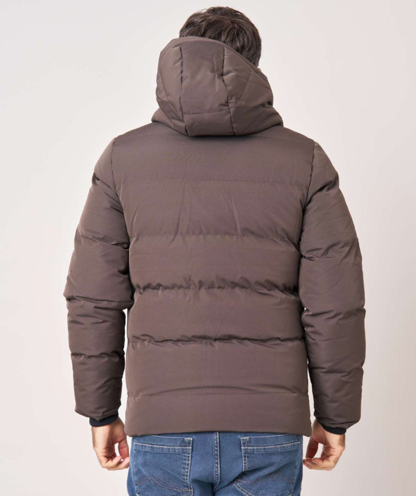 Doudoune homme Deeluxe INTEREST expresso à capuche et doublure fausse fourrure – vue 3