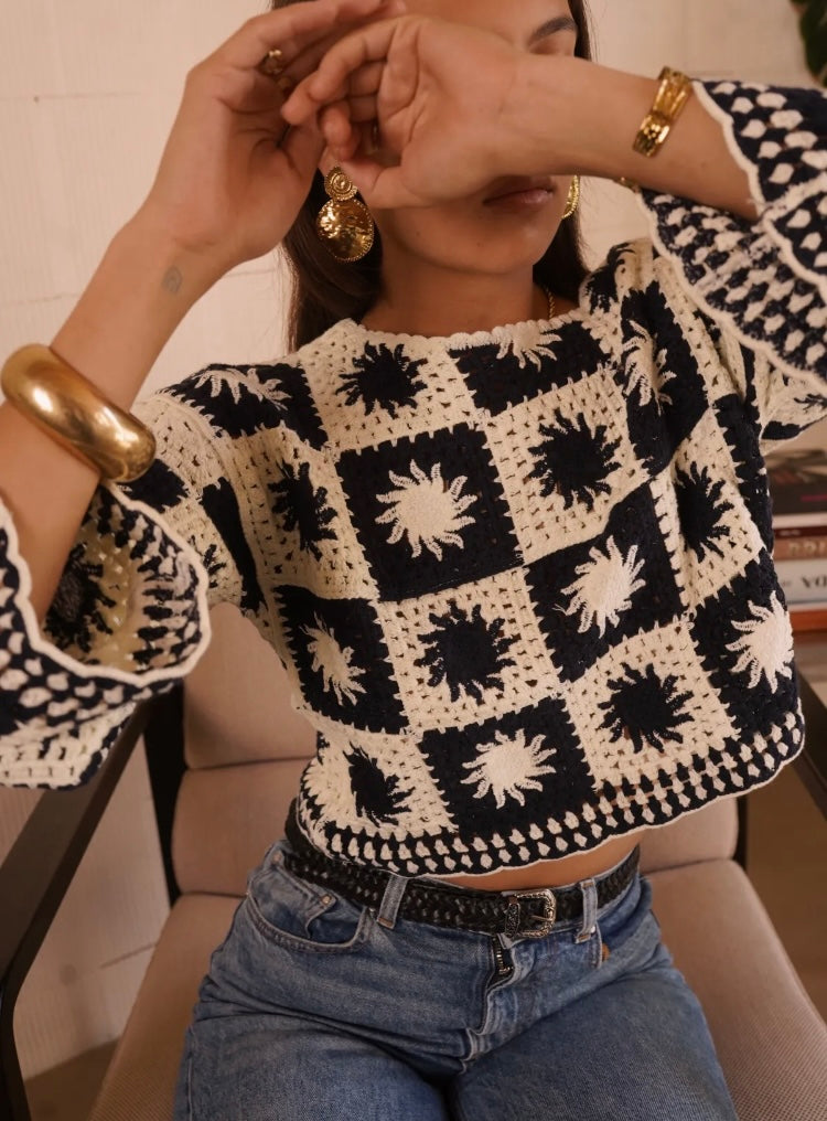 Top en crochet à manches longues MIA