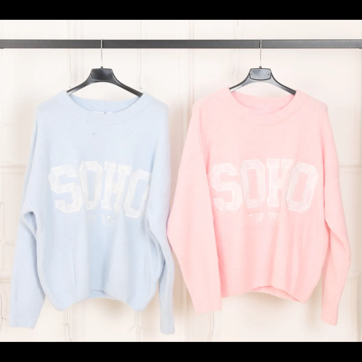 Pull Femme brodé SOHO dentelle fleurs Blanche