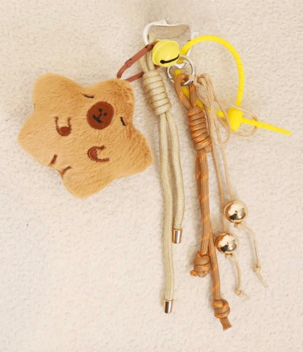 Bijou de sac porte-clés DOUDOU étoile taupe et jaune