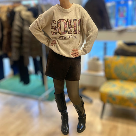 Pull femme inscription SOHO