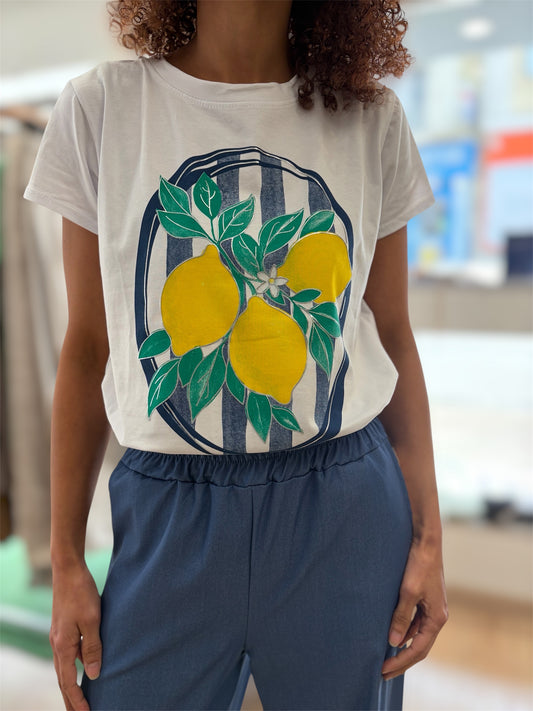 T-shirt Femme AMALFI Imprimé Citrons & Rayures