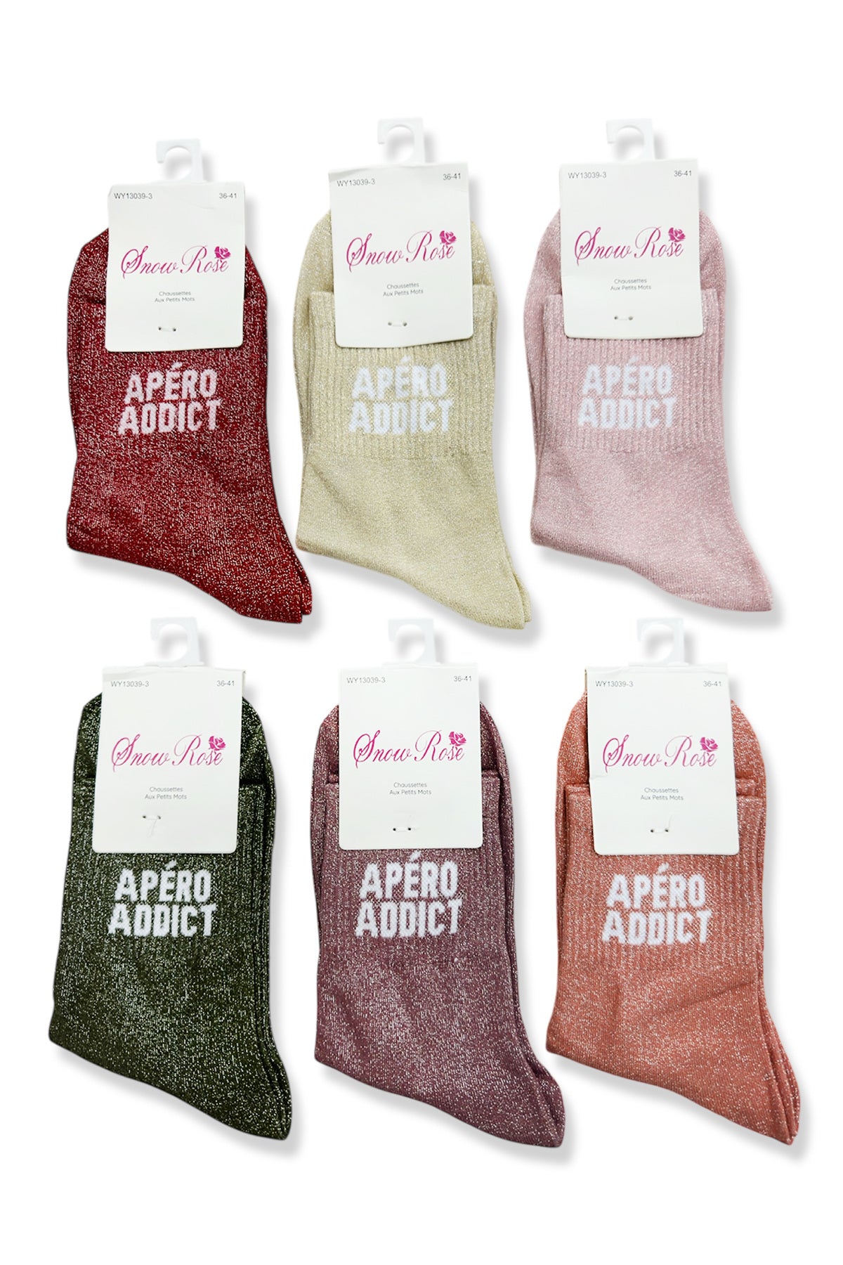 Chaussette à paillette message "APÉRO ADDICT"