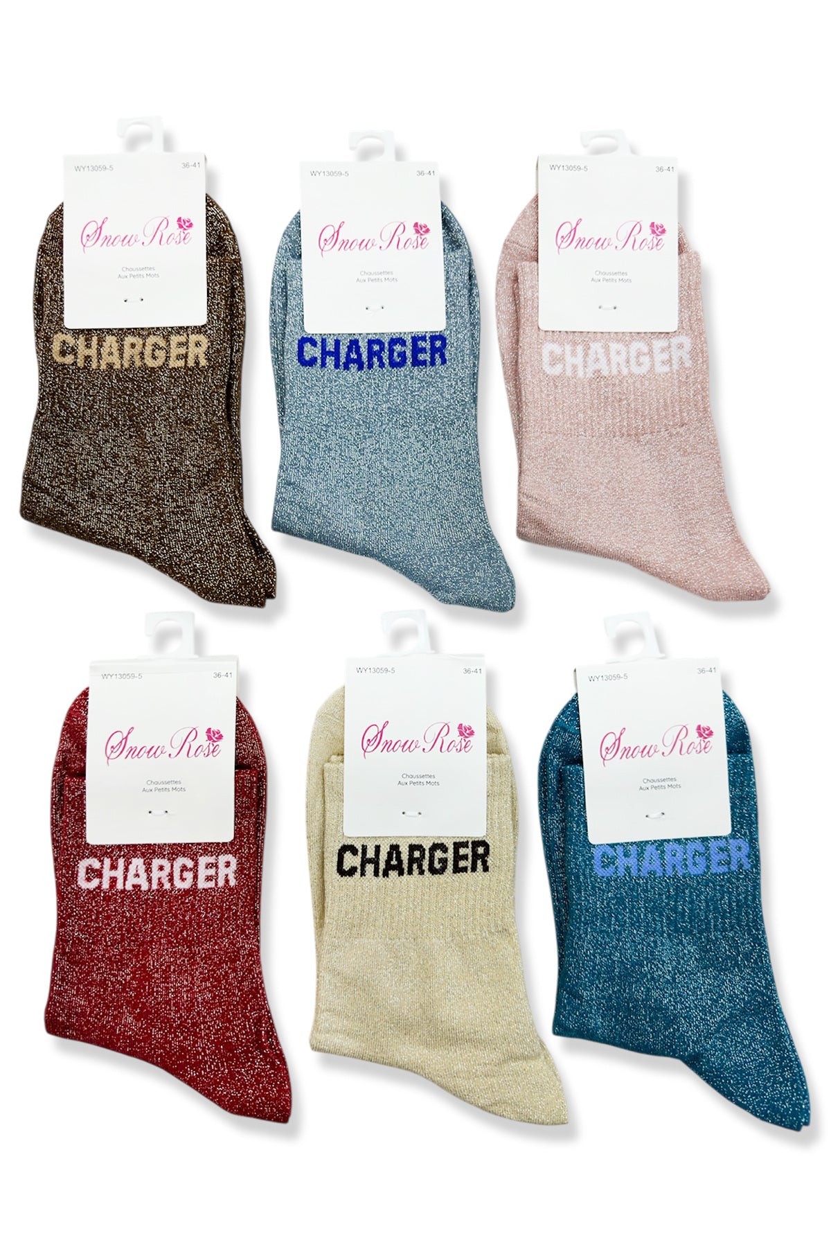 Chaussette à paillette message "CHARGER"