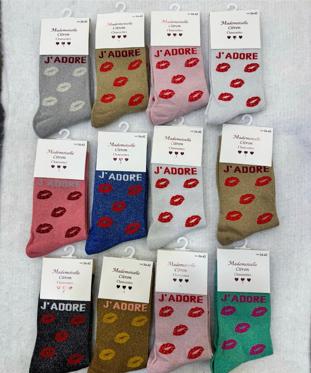 Chaussette à paillette message "J'ADORE"