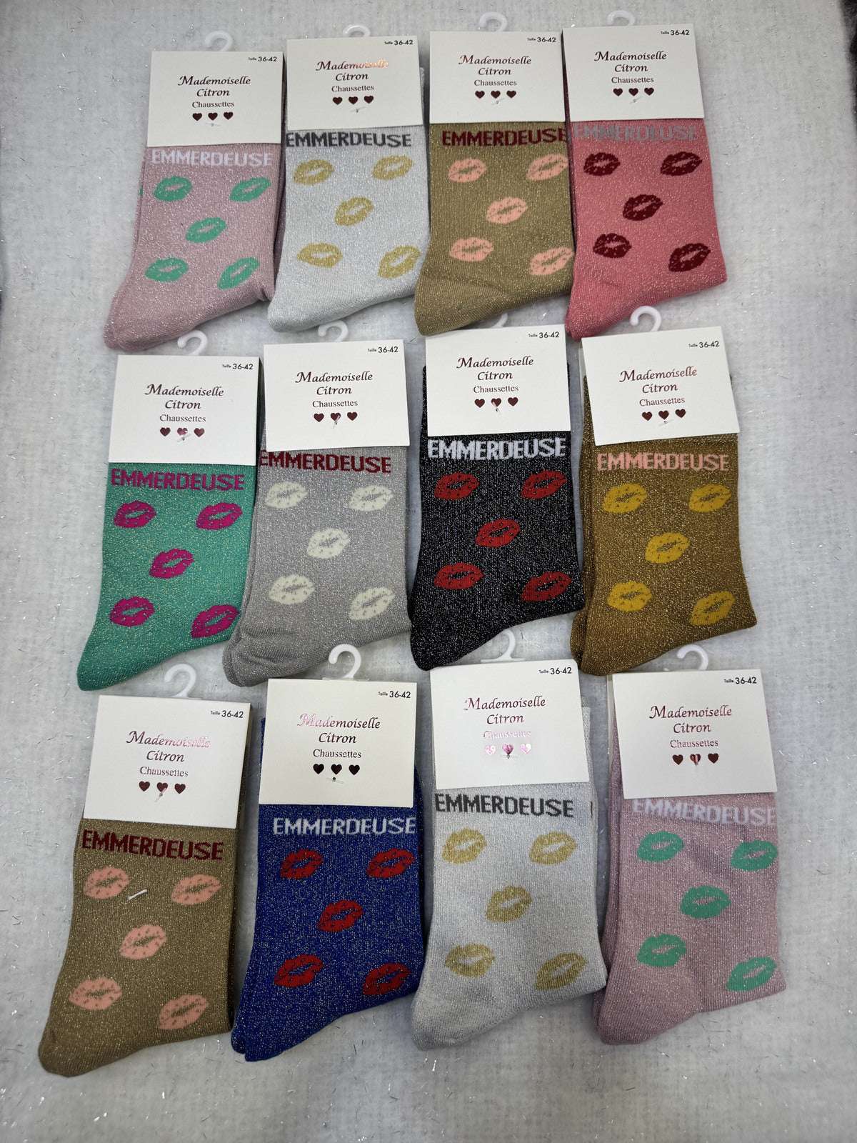 Chaussette à paillette message "EMMERDEUSE"