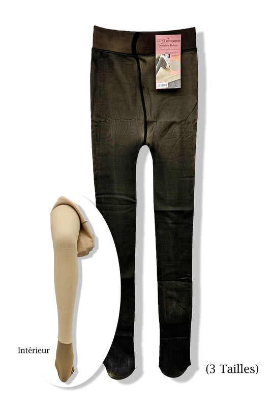 Collant Polaire Faux Transparent noir