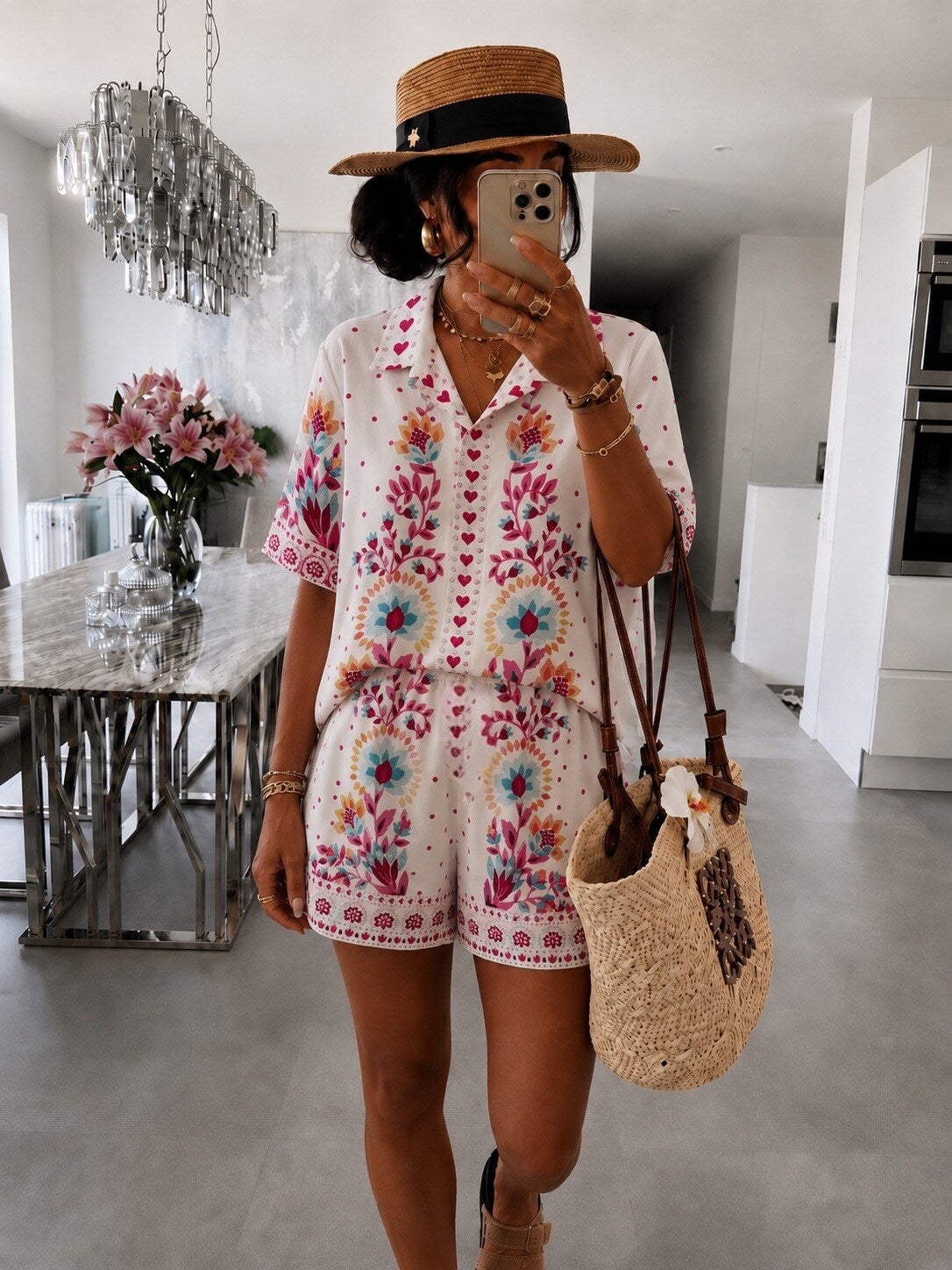 Ensemble Chemise & Short PAROS Rose Bohème