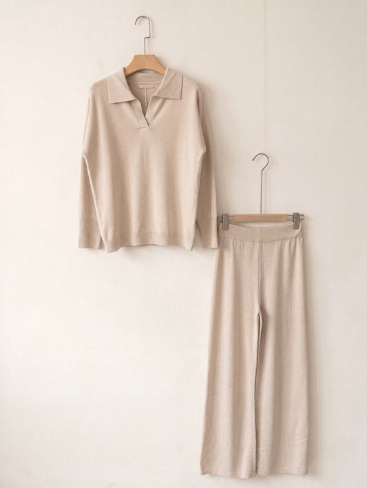 Ensemble Femme Pantalon en Maille CHIARA Beige Sable