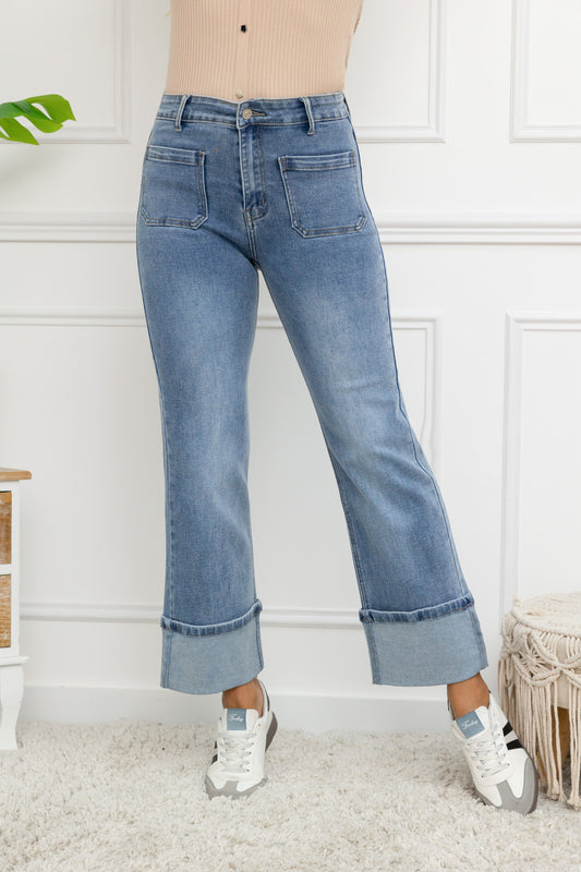 Jean Femme coupe Wide Leg avec ourlet BILLY