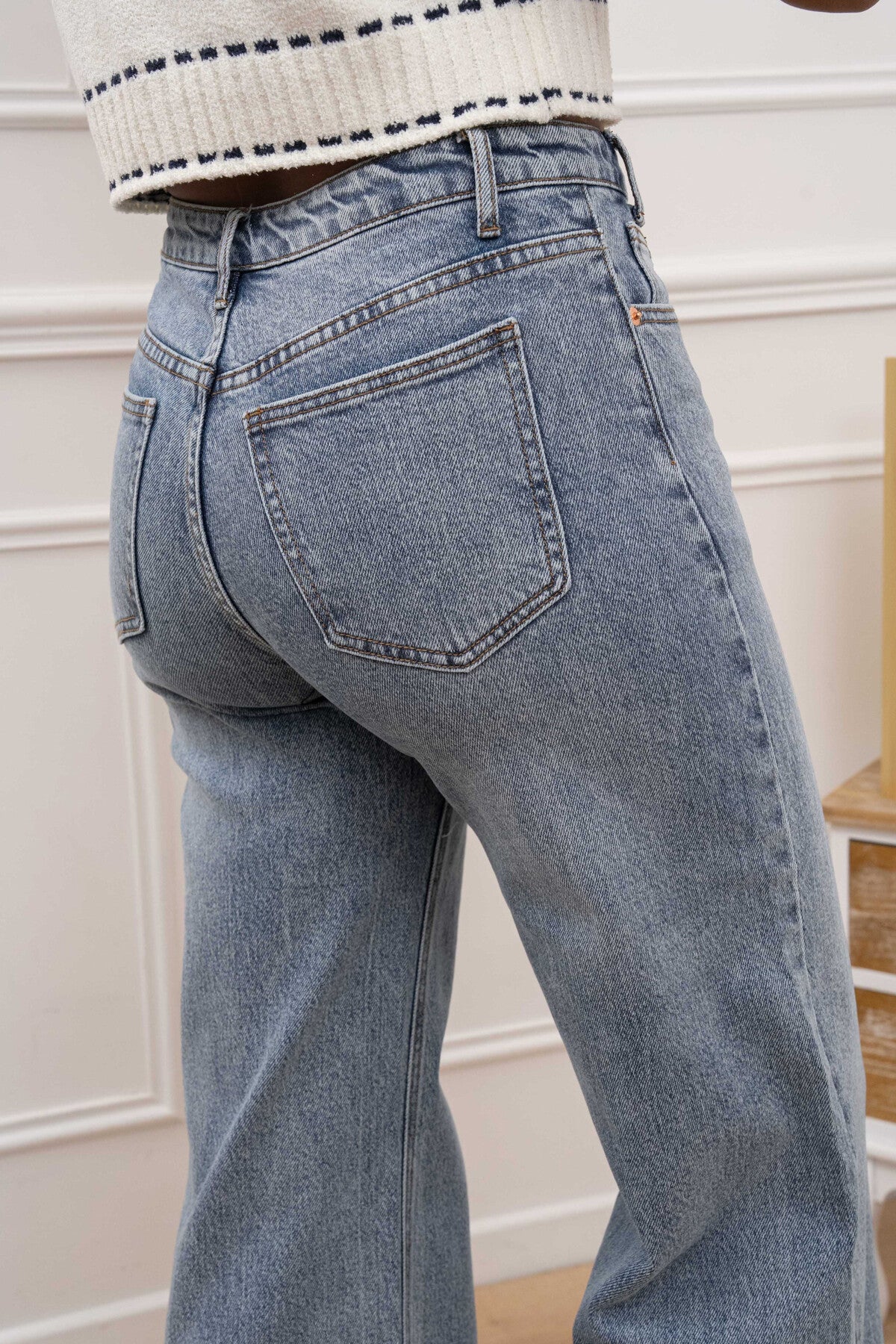 Jean Femme wide leg bouton asymétrique ROSIE