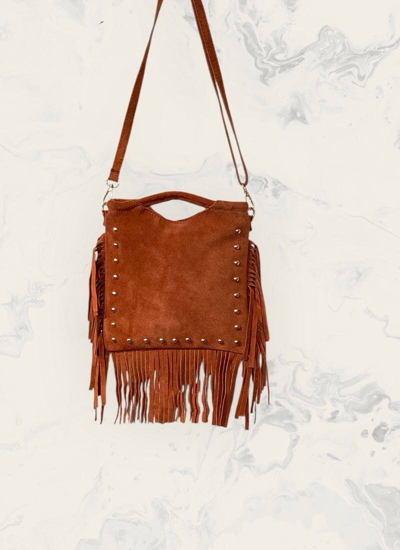 Sac à Main en Daim à Franges et Clous BOHEME