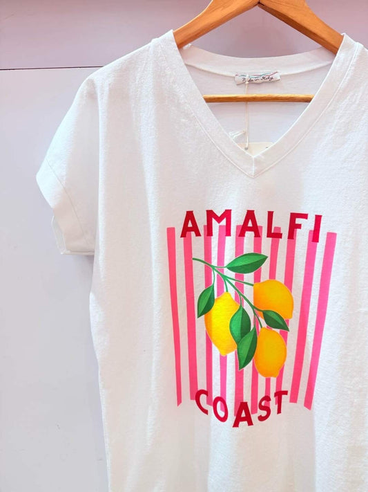 T-Shirt Col V AMALFI Imprimé Citrons