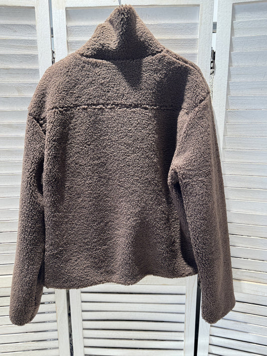 Veste Teddy molletonnée Femme col montant IVA marron