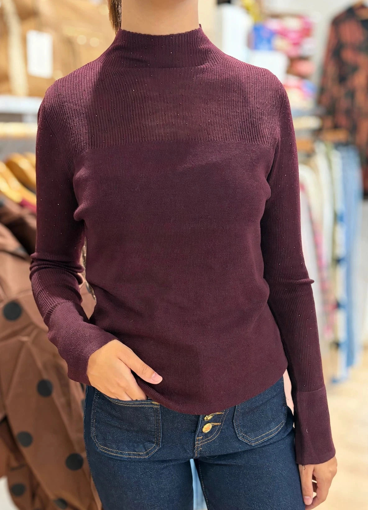 Pull Fin Femme Col Cheminée LYSANDRA