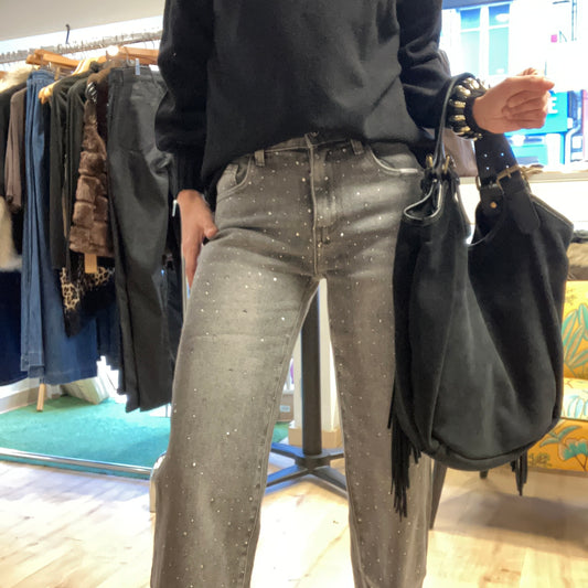 Jean Femme coupe wide leg strass STARLA