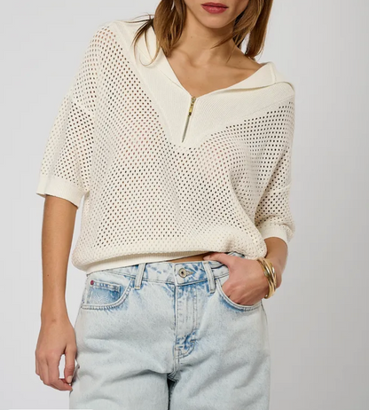 Kaporal Polo blanc ajouré Femme LAIZA