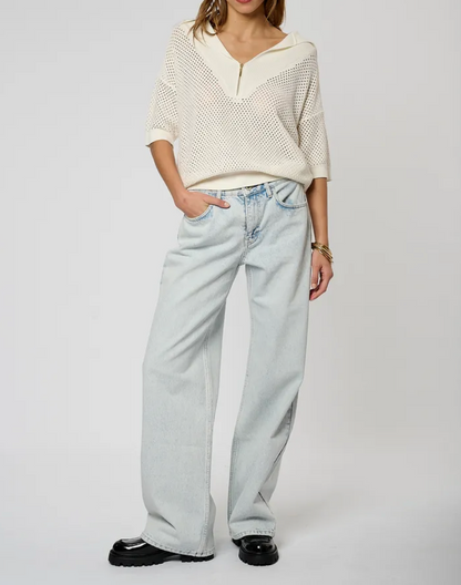 Kaporal Polo blanc ajouré Femme LAIZA