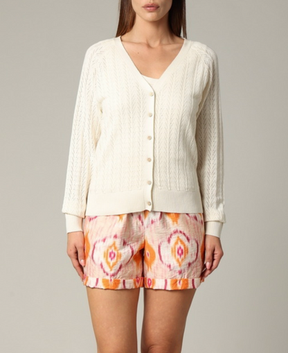 Deeluxe Gilet Blanc ajouré Femme HORFI