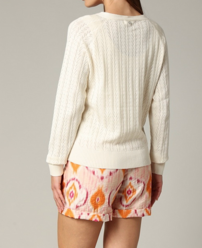 Deeluxe Gilet Blanc ajouré Femme HORFI