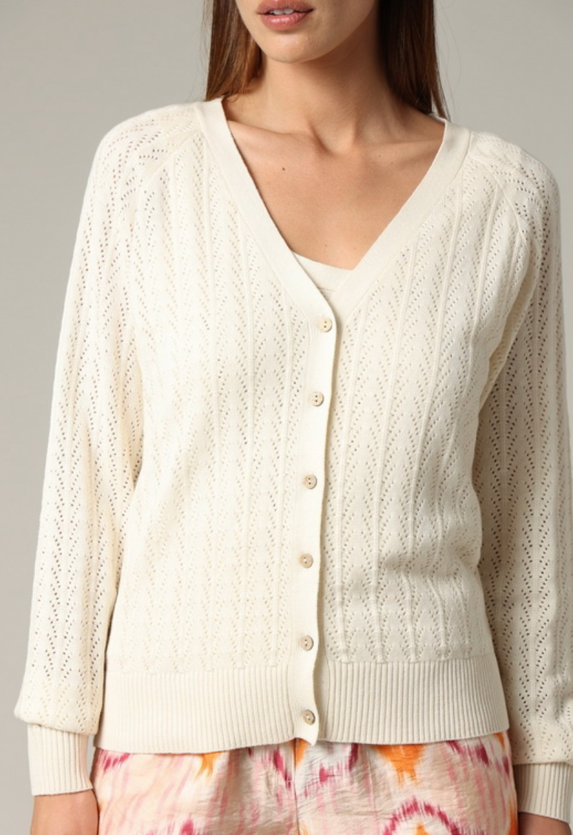 Deeluxe Gilet Blanc ajouré Femme HORFI