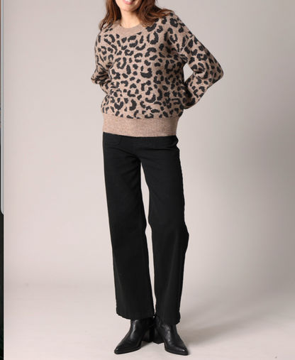 Deeluxe Pull Femme en maille imprimé léopard NAWA