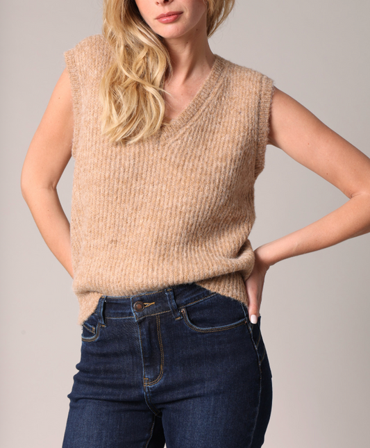 Deeluxe Pull Femme maille côtelée sans manches PIA