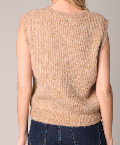 Deeluxe Pull Femme maille côtelée sans manches PIA