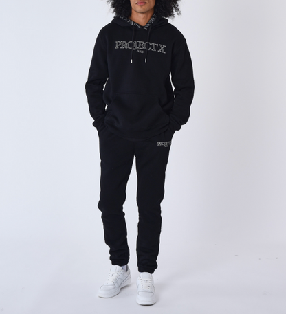 Project X Paris Sweat à capuche homme streetwear polaire broderie contour noir