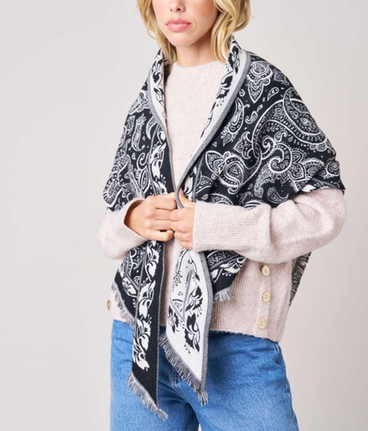 Deeluxe Écharpe Femme SYBILLE Motifs Cachemire version Black