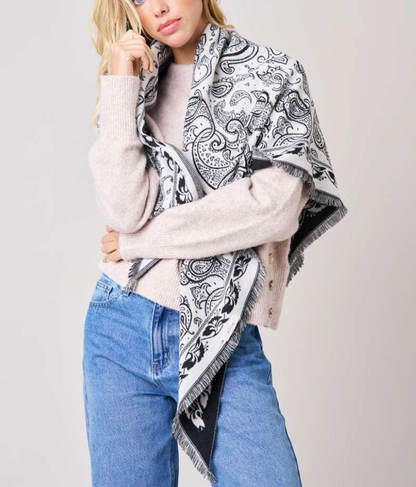 Deeluxe Écharpe Femme SYBILLE Motifs Cachemire version Black