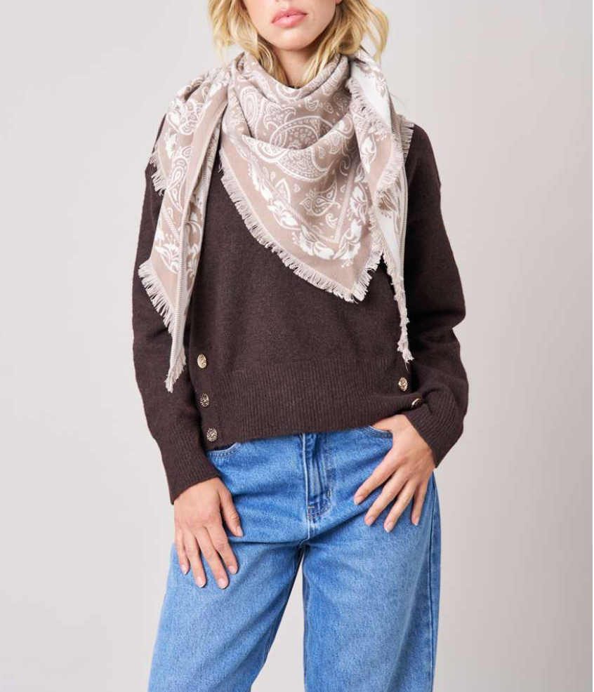 Deeluxe Écharpe Femme SYBILLE Motifs Cachemire version Beige