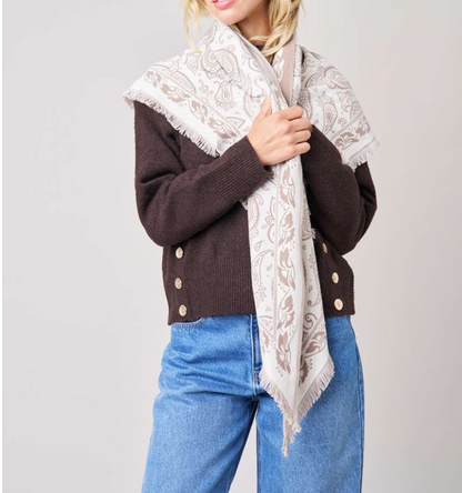 Deeluxe Écharpe Femme SYBILLE Motifs Cachemire version Beige