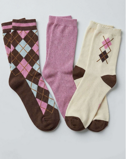 Deeluxe Coffret Cadeau 3 Paires de Chaussettes Femme DIAMOND version Pink