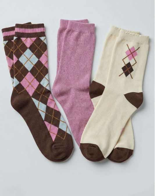 Deeluxe Coffret Cadeau 3 Paires de Chaussettes Femme DIAMOND version Pink