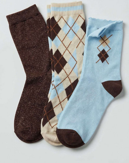 Deeluxe Coffret Cadeau 3 Paires de Chaussettes Femme DIAMOND version Beige