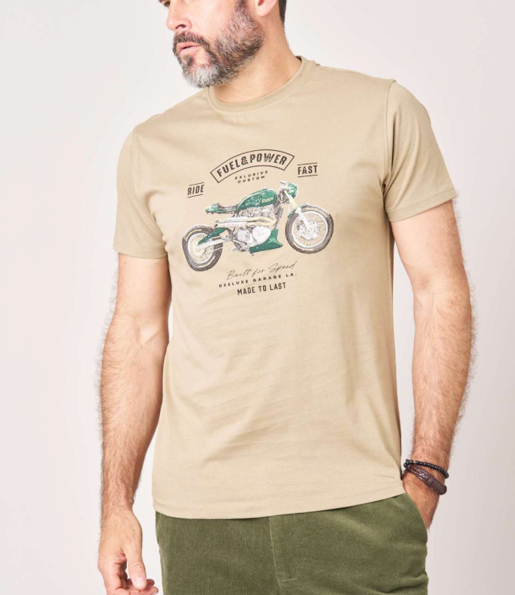 Deeluxe  T-shirt Homme AVENUE Imprimé Vintage Moto
