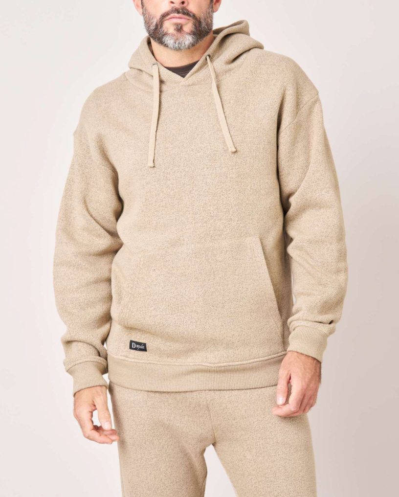 Sweat à capuche homme Deeluxe DAPPERON beige en maille chinée – vue 4