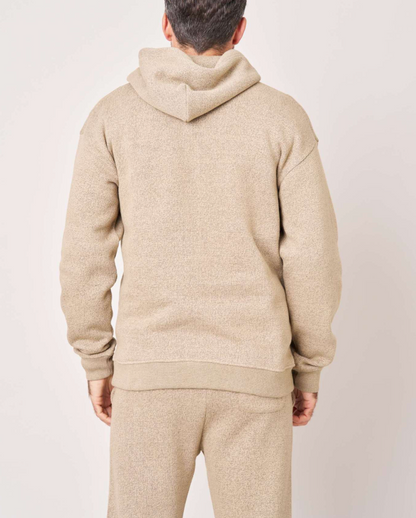 Sweat à capuche homme Deeluxe DAPPERON beige en maille chinée – vue 3