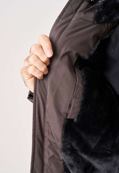 Doudoune homme Deeluxe INTEREST expresso à capuche et doublure fausse fourrure – vue 2