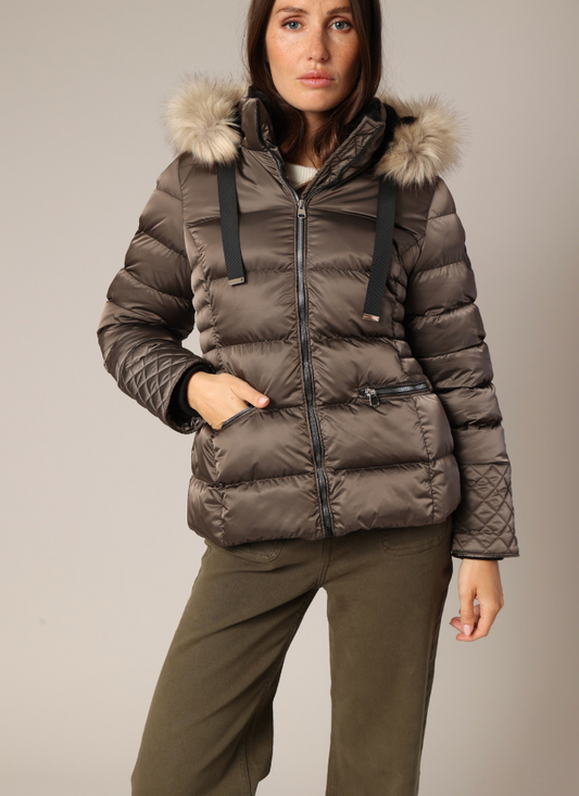 Deeluxe Doudoune femme à capuche imitation fourrure GINNIE