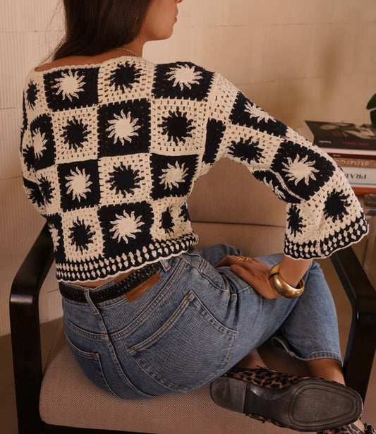 Top en crochet à manches longues MIA